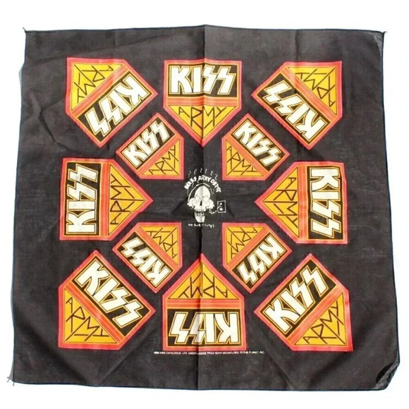 Vtg 1996 KISS Band ARMY Depot No Substitues BANDANA Scraf HeadBand 20"X20.5" - Picture 1 of 2